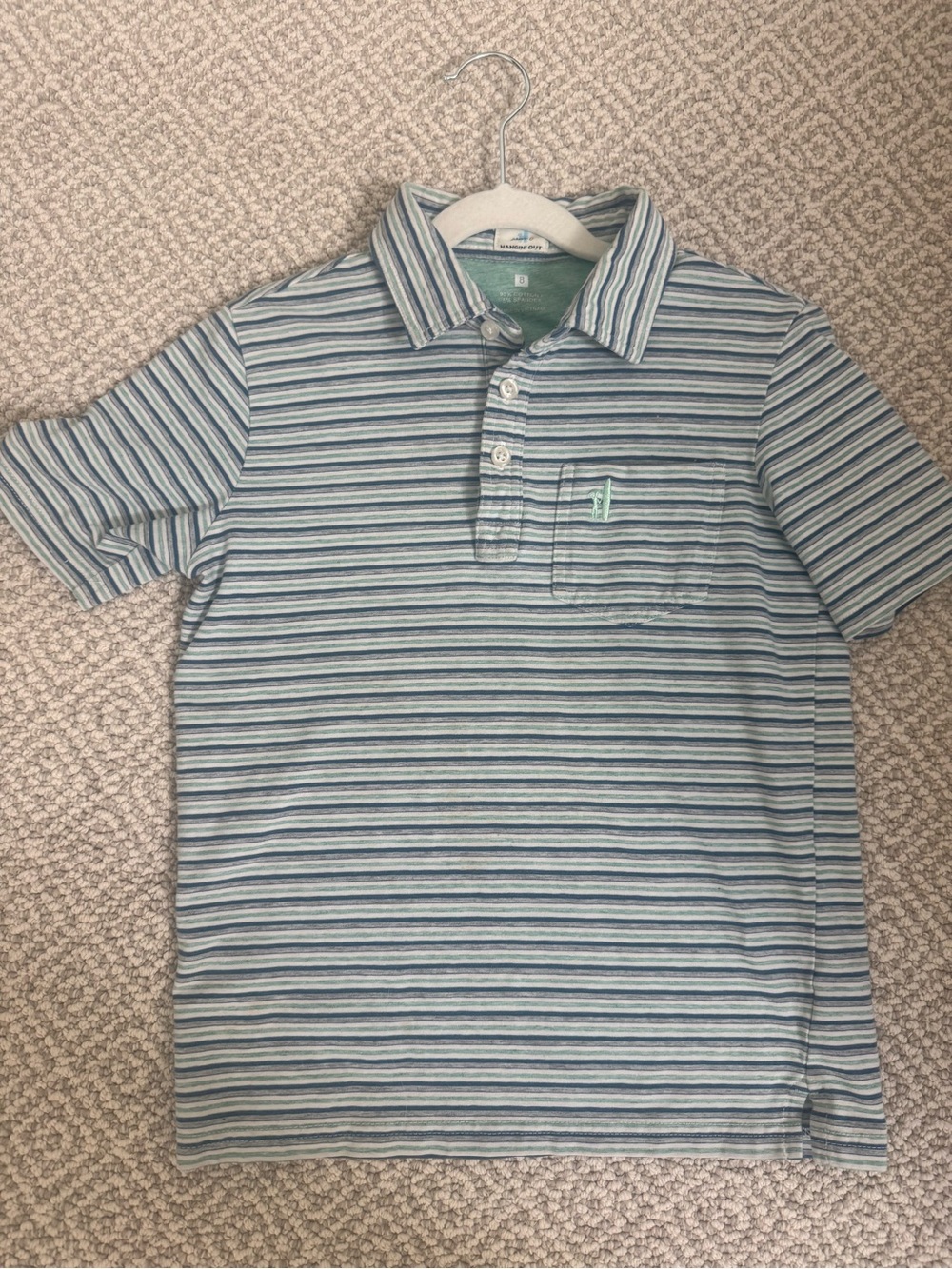 johnnie-O Boys Blue and White Striped Polo